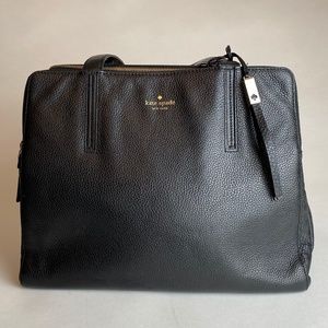 Black leather tote